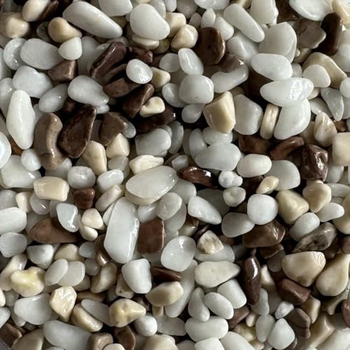 Steinteppich Epoxidharz Set Innen & Außen (ca. 56kg / 4-5m²) | 16 Farben | 50kg 2-4mm Marmorkies + 6L, 2K Epoxidharz Bindemittel | Für Balkon, Terrasse, Treppen, Garage (Bianco Avorio Marrone