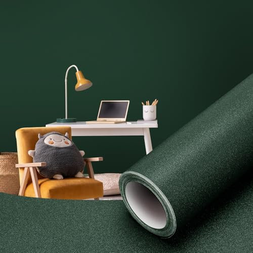 Orgthin Papel Tapiz Autoadhesivo para Despegar y Pegar, 40 x 300 cm, Color Sólido, Vinilo Impermeable, Rollo de Papel Tapiz Texturizado, Removible para Armarios, Encimeras, Estanterías, Dunkelgrün