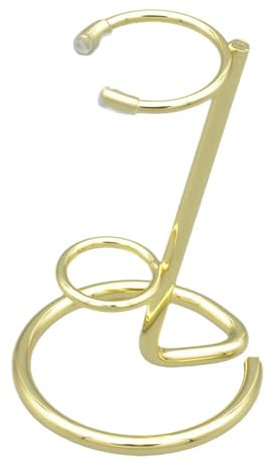 Piccola bacchetta di cristallo, base a tre anelli, espositore per bracci di ferro, piccole pietre preziose, asta di cristallo, base di supporto in agata minerale (dorato)