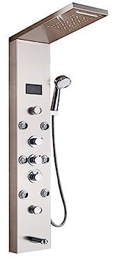 Termostatisk duschblandare set duschkranar, mixerkran svart badrum duschpanel, LED-duschkolumn med digital display (svart 8009 1)