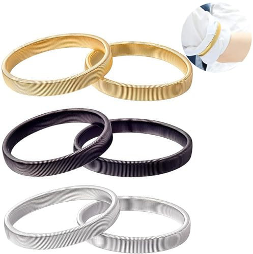 Ezranova 3 Pairs Sleeve Garters, Long Sleeve Shirt Holder Anti-Slip Metal Garter Armbands Keeps Cuffs from Sliding, Comfortable Wear, One Size Fits All