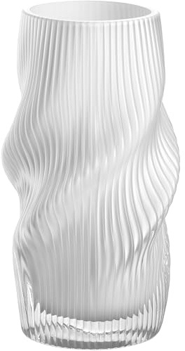 LEONARDO HOME Verdi Vase • 1 Stück • Kunstvolle Blumenvase für Tischdeko • Hingucker durch geschwungenes Design • Glasvase für Blumensträuße • Elegantes Tischaccessoire • Höhe 19,4 cm • weiß • 055274