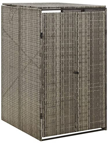 Gecheer Abri pour Poubelle Gris 70x80x117 cm Résine tressée, Abri Range Poubelle Cache Conteneur Déchets, Abri pour Poubelle pour Jardin, Pelouse, Terrasse, Extérieur