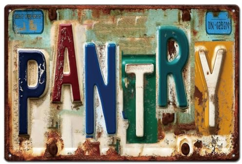SUPERDANT Retro License Plate Metal Signs Pantry Tin Signs Poster Decorative Plaque Vintage Art Decor for Home Pantry Room Livingroom Garage Coffee Bar Man Cave Farmhouse Wall Decoration