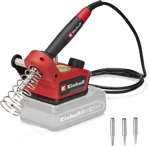 Saldatore a batteria Einhell TE-SI 18/480 Li E - Solo Power X-Change (18 V, 200 °C - 480 °C, per saldatura dolce, display LCD, con 2 punte a punti, 1 punta piatta e stagno per saldatura)