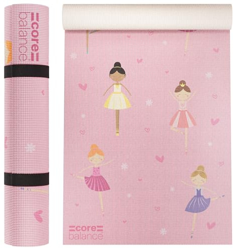 Core Balance Kids Yoga Mat, 152cm x 60cm | 6mm PVC Foam, Non-Slip Surface, Screen-Printed Design, Easy to Clean, Ideal for Yoga & Active Play, Carry Strap Included
