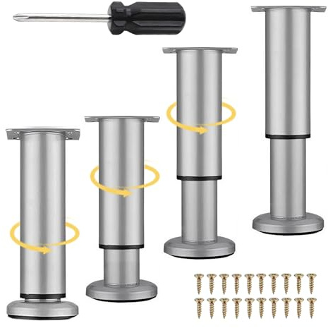 4 Pièces Pied de Meuble Reglable 18-30 cm Pied de Support de Meubles