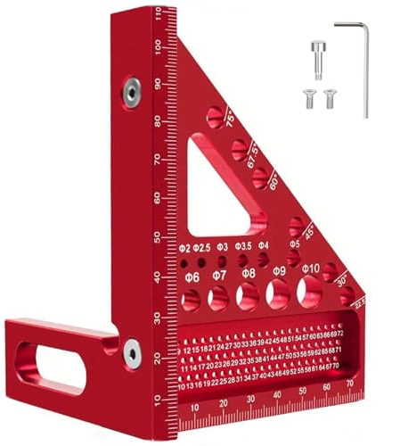 Judelvei 3D Multi-Angle Measuring Square Ruler, Aluminium Alloy 45°/90° Miter Triangle Ruler for Accurate Woodworking & Construction