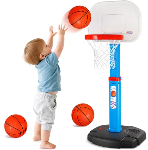 lebulu Toddler Basketball Hoop Indoor Outdoor for Kids 1-3, Height Adjustable Kids Basketball Hoop with 3 Balls, Portable Mini Basketball Goal Yard Pool Sport Toys for Baby Boys Girls Age 3 4 5 -Blue