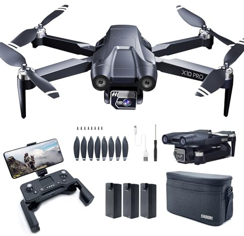 GPS Drone with Camera 4K UHD, 90 Min Long Flight Time, 3280 FT Long Control Range, Auto Return, Auto Follow, Brushless Motor, Ideal RC Quadcopter for Beginners - CHUBORY X10 PRO