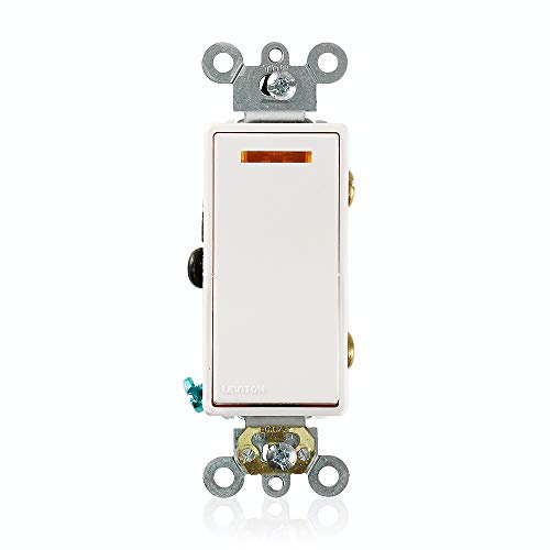 Leviton 20-Amp, 120-Volt, Decora Plus Rocker Lighted Handle, Illuminated Off 3-Way AC Quiet Switch, Commercial Grade, Self Grounding, 5633-2W, White