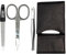 Sonnenschein by Hans Kniebes - Maniküre Set 3 teilig - Nagelschere, Nagelfeile und Pinzette - Taschenmaniküre Nagelpflegeset - Nappa-Schafleder Manicure Etui schwarz