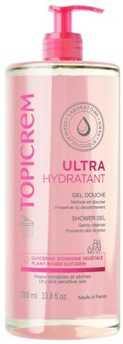 Topicrem - Ultra Hydratant Gel Douche - Nettoie en Douceur, Protège et Hydrate la Peau - Sans Savon, Texture Onctueuse, Odeur Délicate, Peaux Sensibles et Sèches, Fabrication Française - 500 ml