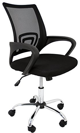 La Silla Española Ribadeo Silla de Oficina sin Reposacabezas, Poliéster y Rejilla, negro, 53.5x57x98 cm