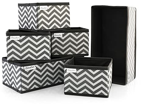Aufbewahrungsbox faltbar für Unterwäsche - Idealer Schrank Organizer & Wickeltisch Zubehör - Kleiderschrank Aufbewahrung - Schubladen Ordnungssystem - Bad Organizer Schminke (6er set)