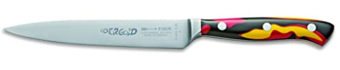F. DICK Premier Plus GO FOR GOLD - Cuchillo de trinchar (15 cm, afilado, mango de plástico, dureza 56°, para carne y aves de corral), color negro, rojo y dorado