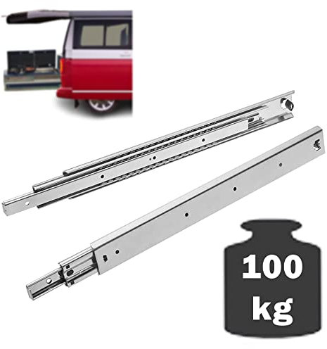 BRESKO 1 Paar (2 Stück) Schwerlastauszug 30 – 100 cm 100 kg Traglast Schwerlastschiene Schubladenschiene Vollauszug Schwerlast Kugelführung (800 mm)