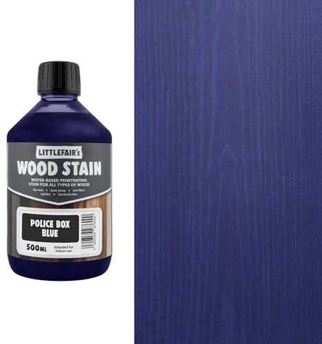 Littlefair's Wood Stain Water-Based - (Police Box Blue) – Non-Toxic, Eco-Friendly & Quick Drying - Easy-to-Apply, Concentrated Formula for All Wood Types – 500ml