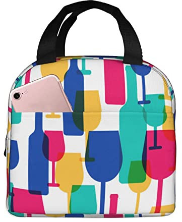 XVBCDFG Copas de cóctel y botellas de vino Bolsa de almuerzo, papel de aluminio portátil Aislamiento térmico grueso Bolsa de almuerzo Bolsa de almuerzo Bolsa