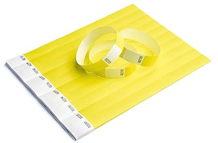iboo 500 braccialetti in carta Tyvek giallo per il controllo e la sicurezza, per eventi, feste, festival e viaggi, braccialetti d'ingresso