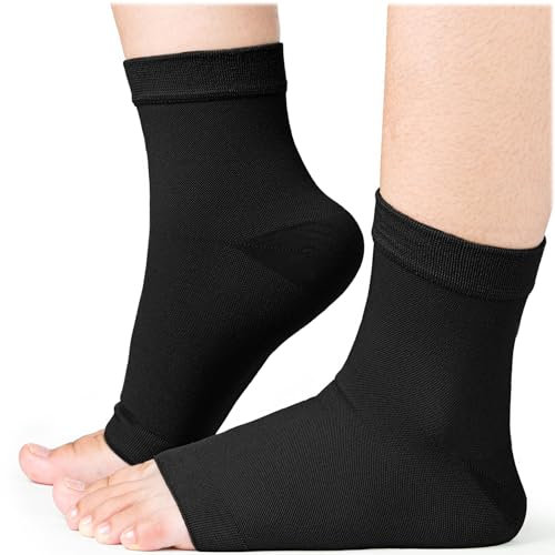 COZLOW Knöchel-Kompressionssocken (XL, Schwarz), effektive Knöchelbandage mit 20–30 mmHg Kompression zur Linderung von Fußschmerzen, Knöchelstützhülse