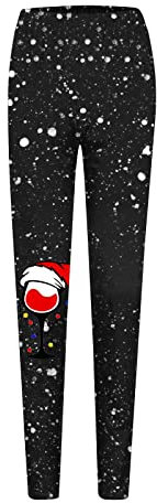 Damen-Leggings, hohe Taille, weich, Bauchkontrolle, niedliches Muster, Weihnachtsdruck, elastische Leggings, Freizeithose, Stiefel, Hose, Mädchen, fußlose Strumpfhose, grau, M