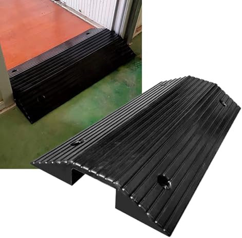 Hoiweqr Rampe De Chargement Caoutchouc De Rampe De Seuil De Porte pour Fauteuils Roulants Et Scooter De Mobilité, 80×40×8cm, Rampe De Pont Incurvée avec Surface Antidérapante