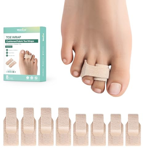 Welnove Enderezador de dedos en martillo, paquete de 8 vendas rotas, corrector de dedos en martillo para mujeres, férulas para dedos torcidos, dedos rizados, dedos doblados (varios tamaños, beige)