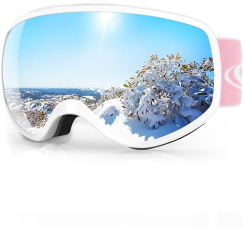Findway Maschera da Sci Bambino 3~12 Anni Occhiali da Sci Maschera Sci Occhiali Sci per Ragazzo Ragazza Anti UV Anti Nebbia Compatibile con Casco per Sci Snowboard Sport Invernali
