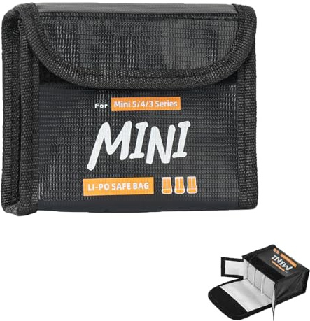 CERFFOOL Lipo Batería Caja Fuerte Bolsa para DJI Mini 5 Pro/4 Pro/3 Pro/Mini 3 ignífugo a prueba de explosiones Funda protectora Carga Seguras Bolsa de Almacenamiento Accesorios Drone, Para 3 baterías