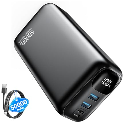 PIFFA Portable Charger Power Bank - 50000mAh Battery Pack, 22.5W Fast Charging Powerbank,Travel Essential for Portable Phone Charger, USB-C Phone Charger for iPhone 17/16/15/14/13 Samsung Google-Dark