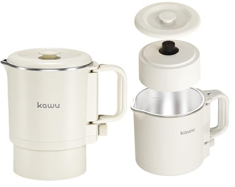 Portable Collapsible Electric Water Kettle 0.85 Qt - Food Grade Stainless Steel BPA-Free Electric Kettle with Dual Heat Settings, Fast Boiling & Dry Boil Protection for Travel, Home, Office Use