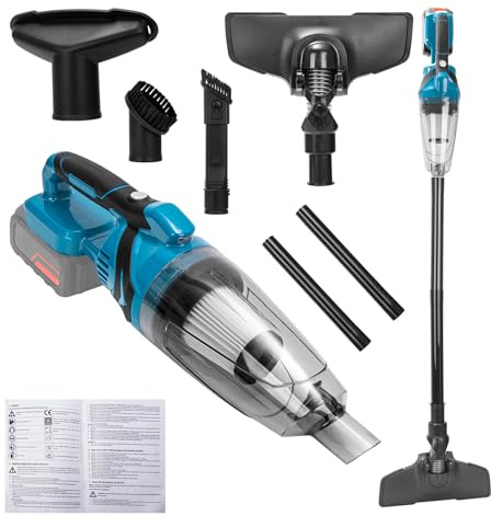 Lnopever Aspiradora de Mano Potente Sin Cable, Mini Aspirador Industrial 18V con Batería, Aspirador Coche Potente Sin Cable, Aspiradora Pequeña para Cenizas, Hojas y Exterior, Incluye Accesorios