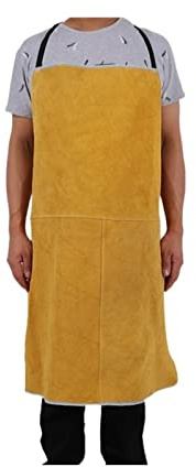 Mandil soldador, Delantal de soldadura de cuero, bizcolero de soldador resistente al fuego, chaqueta de soldadura delantal de cuero trabajo de servicio pesado(Yellow)