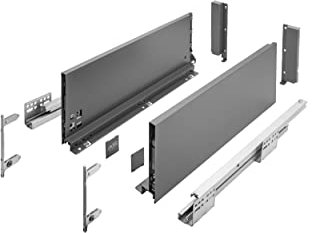 GTV - Système de Tiroirs Axis Pro, Ensemble de Tiroirs, Extraction Totale, Amortissement Intégré, Charge 40 kg, Tiroir Coulissant avec Fermeture Douce - Largeur 550 mm, Hauteur 168 mm, Anthracite