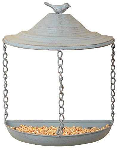 Esschert Design Grey Metal Wandfutterhaus, aus dem Material Metall, 21,8 x 11,4 x 26,2 cm