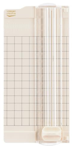 Vaessen Creative | Mini Papierschneider | Schneidemaschine | A5-Format | Scrapbooking, Kartenbasteln, Geschenkanhänger, Hebelschneider | 65x153 mm Messfläche | Weiß