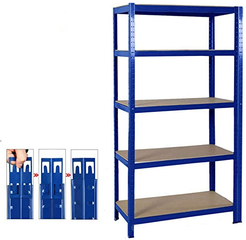 Lucn Lagerregal für Garage, Werkstatt, Speisekammer-200cm x 100cm x 50cm, 5-stufig (175KG pro Regal) – 875KG Kapazität – 5 Jahre Garantie Blau