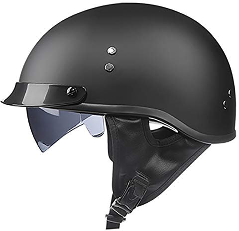 DJCALA Motorrad Halbhelme Brain-Cap · Halbschale Jet-Helm Roller-Helm ECE-Zertifizierung Scooter-Helm Mofa-Helm Retro Motorrad Half Helm mit Built-in Visier für Cruiser Chopper Biker