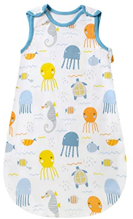 Mosebears Gigoteuse d'été pour bébé, Couverture Lavable 0,5 Tog pour Filles et garçons, Couverture Portable sans Manches (Fish, 18-24 Mois)