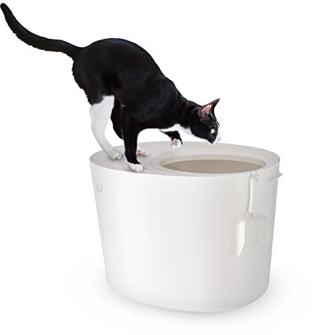 Iris Ohyama Katzenklo mit Schaufel, bis 7 kg, Weiß, mit Deckel, Katzentoilette, leicht reinigen, Für große Katzen, Kätzchen, geschlossen, XXL Toilette, BPA-frei, Cat Litter Box, Toilet, PUNT-530