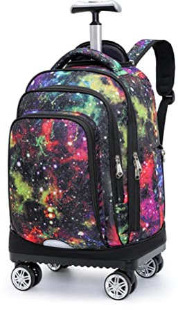 FEEIMOL Cartable à Roulette Pivotantes Sac à Dos avec 4 Roues Trolley Sacs Scolaires Garçon Fille (Galaxie)