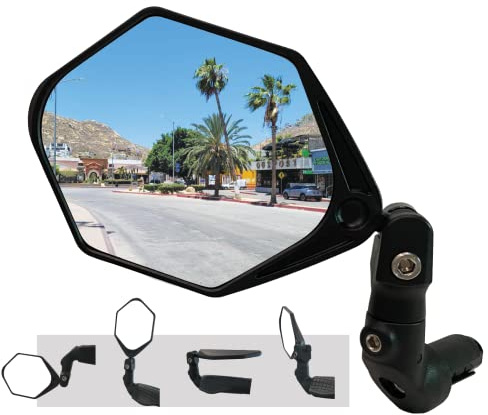 Hafny NEW Bar End E-Bike Mirror, Large Surface Handlebar Bike Mirror, HD Automotive Grade Glass Bicycle Mirror, Safe Blast-Resistance Cycling Mirror (HF-M904-FR08) (Silver Glass)