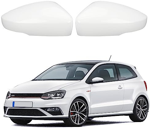 Tapas para espejo de coche, 1 par de tapas para espejo retrovisor de puerta de coche, cubiertas para espejo retrovisor para VW Polo MK5 2009-2017 (blanco)