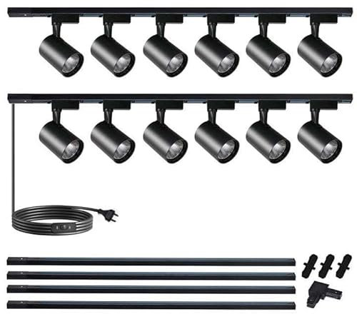 Kit de iluminación de riel y cabezal de iluminación de riel, 20W 3000K blanco cálido LED de luz de riel, cocina y salón con rieles extra de 6,5 piescocina y salón con rieles extra de 6,5 pies