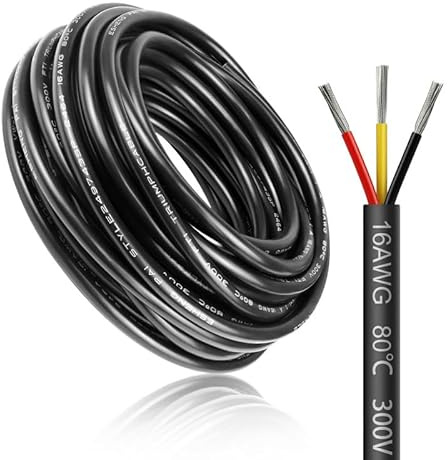 20 Meter 16AWG 3x1,5mm² Elektrischer Draht, 3 Adrig Kabel Erdkabel 5V/12V/24V Stromkabel Verzinntes Kupferkabel, Flexibel und Weich Niedrige Impedanz Hohe Temperaturbeständigkeit Verlängerungskabel