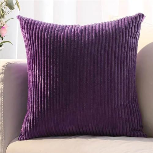 Kissenbezug 80x80, 2er Set,Sofa Kissenbezüge 65x65,Kord Zierkissenbezug Dekokissen Sofakissen Bezug Groß Kissenhülle Dekorative Weiche Zierkissenbezüge Kissen Bezug(Aubergine,65x65 cm)