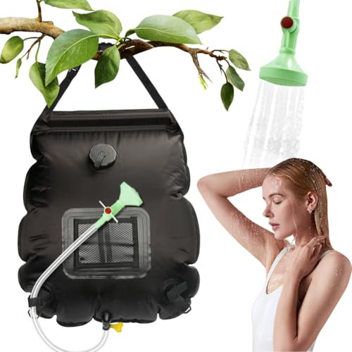 DANNEEFORSU7 20L Solar Camping Shower Bag, Shower Bag, Portable Heating Shower Water Bag, Shower Bag for Beach Swimming Traveling Hiking Bathing Camping Backpacking Summer Garden Outdoor Shower