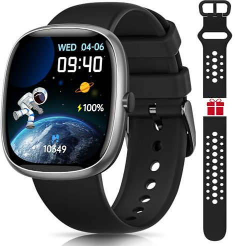 Smartwatch Kinder für Jungen Mädchen, Kinderuhr mit 20 Sportmodi, Schrittzähler, Herzfrequenz Schlafmonitor, IP68 Wasserdicht Fitness Aktivitäts Tracker, Kindergeschenk für Teenage ab 3-14, Schwarz