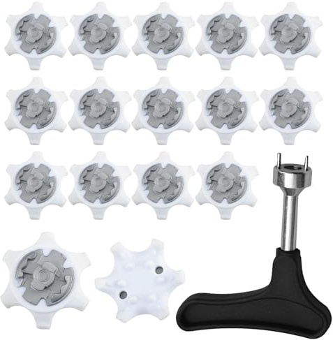 Bootoow Tacos para Zapatos de Golf, 16 Pinchos Antideslizantes, 1 Llave de Tacos, Blanco
